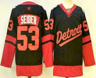 Mens Detroit Red Wings #53 Moritz Seider Black 2025 Stadium Series Stitched Jersey->detroit red wings->NHL Jersey